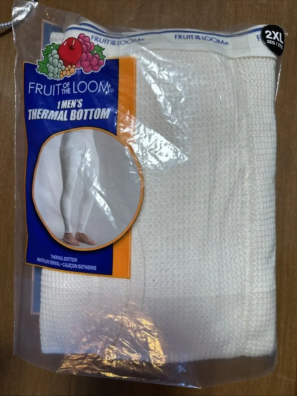NEW Fruit of the Loom Men’s 2XL Thermal Bottoms long johns - Natural (open Bag)